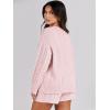 imageANRABESS Women 2 Piece Outfits Sweater Lounge Loungewear Sets 2025 Fall Cable Knit Oversized Sweaters Shorts Matching SetsPink