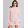 imageANRABESS Women 2 Piece Outfits Sweater Lounge Loungewear Sets 2025 Fall Cable Knit Oversized Sweaters Shorts Matching SetsPink