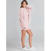 imageANRABESS Women 2 Piece Outfits Sweater Lounge Loungewear Sets 2025 Fall Cable Knit Oversized Sweaters Shorts Matching SetsPink