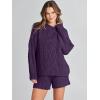 imageANRABESS Women 2 Piece Outfits Sweater Lounge Loungewear Sets 2025 Fall Cable Knit Oversized Sweaters Shorts Matching SetsPurple