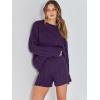imageANRABESS Women 2 Piece Outfits Sweater Lounge Loungewear Sets 2025 Fall Cable Knit Oversized Sweaters Shorts Matching SetsPurple