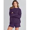 imageANRABESS Women 2 Piece Outfits Sweater Lounge Loungewear Sets 2025 Fall Cable Knit Oversized Sweaters Shorts Matching SetsPurple