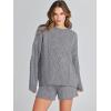 imageANRABESS Women 2 Piece Outfits Sweater Lounge Loungewear Sets 2025 Fall Cable Knit Oversized Sweaters Shorts Matching SetsSilver Grey