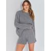 imageANRABESS Women 2 Piece Outfits Sweater Lounge Loungewear Sets 2025 Fall Cable Knit Oversized Sweaters Shorts Matching SetsSilver Grey