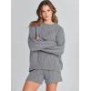 imageANRABESS Women 2 Piece Outfits Sweater Lounge Loungewear Sets 2025 Fall Cable Knit Oversized Sweaters Shorts Matching SetsSilver Grey