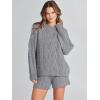 imageANRABESS Women 2 Piece Outfits Sweater Lounge Loungewear Sets 2025 Fall Cable Knit Oversized Sweaters Shorts Matching SetsSilver Grey