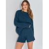 imageANRABESS Women 2 Piece Outfits Sweater Lounge Loungewear Sets 2025 Fall Cable Knit Oversized Sweaters Shorts Matching SetsTeal