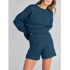 imageANRABESS Women 2 Piece Outfits Sweater Lounge Loungewear Sets 2025 Fall Cable Knit Oversized Sweaters Shorts Matching SetsTeal