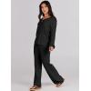 imageANRABESS Women 2 Piece Outfits Sweater Lounge Sets Long Sleeve Cable Knit Pullover and Wide Leg Pants Tracksuit Matching SetBlack