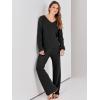 imageANRABESS Women 2 Piece Outfits Sweater Lounge Sets Long Sleeve Cable Knit Pullover and Wide Leg Pants Tracksuit Matching SetBlack