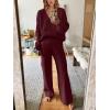 imageANRABESS Women 2 Piece Outfits Sweater Lounge Sets Long Sleeve Cable Knit Pullover and Wide Leg Pants Tracksuit Matching SetBurgundy