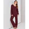 imageANRABESS Women 2 Piece Outfits Sweater Lounge Sets Long Sleeve Cable Knit Pullover and Wide Leg Pants Tracksuit Matching SetBurgundy
