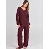 imageANRABESS Women 2 Piece Outfits Sweater Lounge Sets Long Sleeve Cable Knit Pullover and Wide Leg Pants Tracksuit Matching SetBurgundy