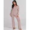 imageANRABESS Women 2 Piece Outfits Sweater Lounge Sets Long Sleeve Cable Knit Pullover and Wide Leg Pants Tracksuit Matching SetCamel