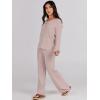 imageANRABESS Women 2 Piece Outfits Sweater Lounge Sets Long Sleeve Cable Knit Pullover and Wide Leg Pants Tracksuit Matching SetCamel