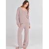 imageANRABESS Women 2 Piece Outfits Sweater Lounge Sets Long Sleeve Cable Knit Pullover and Wide Leg Pants Tracksuit Matching SetCamel