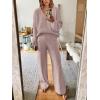 imageANRABESS Women 2 Piece Outfits Sweater Lounge Sets Long Sleeve Cable Knit Pullover and Wide Leg Pants Tracksuit Matching SetCamel