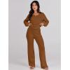 imageANRABESS Women 2 Piece Outfits Sweater Lounge Sets Long Sleeve Cable Knit Pullover and Wide Leg Pants Tracksuit Matching SetCoffee