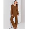 imageANRABESS Women 2 Piece Outfits Sweater Lounge Sets Long Sleeve Cable Knit Pullover and Wide Leg Pants Tracksuit Matching SetCoffee
