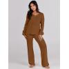 imageANRABESS Women 2 Piece Outfits Sweater Lounge Sets Long Sleeve Cable Knit Pullover and Wide Leg Pants Tracksuit Matching SetCoffee