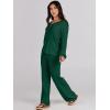 imageANRABESS Women 2 Piece Outfits Sweater Lounge Sets Long Sleeve Cable Knit Pullover and Wide Leg Pants Tracksuit Matching SetDark Green