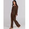 imageANRABESS Women 2 Piece Outfits Sweater Lounge Sets Long Sleeve Cable Knit Pullover and Wide Leg Pants Tracksuit Matching SetDeep Brown