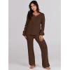 imageANRABESS Women 2 Piece Outfits Sweater Lounge Sets Long Sleeve Cable Knit Pullover and Wide Leg Pants Tracksuit Matching SetDeep Brown