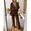 imageANRABESS Women 2 Piece Outfits Sweater Lounge Sets Long Sleeve Cable Knit Pullover and Wide Leg Pants Tracksuit Matching SetDeep Brown