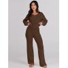 imageANRABESS Women 2 Piece Outfits Sweater Lounge Sets Long Sleeve Cable Knit Pullover and Wide Leg Pants Tracksuit Matching SetDeep Brown