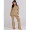 imageANRABESS Women 2 Piece Outfits Sweater Lounge Sets Long Sleeve Cable Knit Pullover and Wide Leg Pants Tracksuit Matching SetDeep Khaki