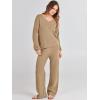 imageANRABESS Women 2 Piece Outfits Sweater Lounge Sets Long Sleeve Cable Knit Pullover and Wide Leg Pants Tracksuit Matching SetDeep Khaki