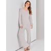 imageANRABESS Women 2 Piece Outfits Sweater Lounge Sets Long Sleeve Cable Knit Pullover and Wide Leg Pants Tracksuit Matching SetGrey