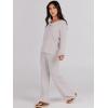 imageANRABESS Women 2 Piece Outfits Sweater Lounge Sets Long Sleeve Cable Knit Pullover and Wide Leg Pants Tracksuit Matching SetGrey