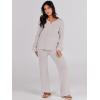 imageANRABESS Women 2 Piece Outfits Sweater Lounge Sets Long Sleeve Cable Knit Pullover and Wide Leg Pants Tracksuit Matching SetGrey