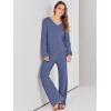 imageANRABESS Women 2 Piece Outfits Sweater Lounge Sets Long Sleeve Cable Knit Pullover and Wide Leg Pants Tracksuit Matching SetGrey Blue