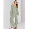 imageANRABESS Women 2 Piece Outfits Sweater Lounge Sets Long Sleeve Cable Knit Pullover and Wide Leg Pants Tracksuit Matching SetMint Green