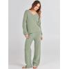 imageANRABESS Women 2 Piece Outfits Sweater Lounge Sets Long Sleeve Cable Knit Pullover and Wide Leg Pants Tracksuit Matching SetMint Green