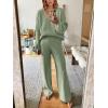 imageANRABESS Women 2 Piece Outfits Sweater Lounge Sets Long Sleeve Cable Knit Pullover and Wide Leg Pants Tracksuit Matching SetMint Green