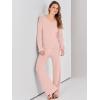 imageANRABESS Women 2 Piece Outfits Sweater Lounge Sets Long Sleeve Cable Knit Pullover and Wide Leg Pants Tracksuit Matching SetPink