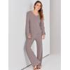 imageANRABESS Women 2 Piece Outfits Sweater Lounge Sets Long Sleeve Cable Knit Pullover and Wide Leg Pants Tracksuit Matching SetRed Khaki