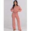 imageANRABESS Women 2 Piece Outfits Sweater Lounge Sets Long Sleeve Cable Knit Pullover and Wide Leg Pants Tracksuit Matching SetRust