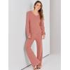 imageANRABESS Women 2 Piece Outfits Sweater Lounge Sets Long Sleeve Cable Knit Pullover and Wide Leg Pants Tracksuit Matching SetRust