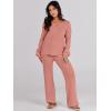 imageANRABESS Women 2 Piece Outfits Sweater Lounge Sets Long Sleeve Cable Knit Pullover and Wide Leg Pants Tracksuit Matching SetRust