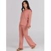 imageANRABESS Women 2 Piece Outfits Sweater Lounge Sets Long Sleeve Cable Knit Pullover and Wide Leg Pants Tracksuit Matching SetRust