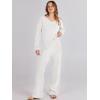 imageANRABESS Women 2 Piece Outfits Sweater Lounge Sets Long Sleeve Cable Knit Pullover and Wide Leg Pants Tracksuit Matching SetWhite
