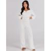 imageANRABESS Women 2 Piece Outfits Sweater Lounge Sets Long Sleeve Cable Knit Pullover and Wide Leg Pants Tracksuit Matching SetWhite