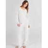imageANRABESS Women 2 Piece Outfits Sweater Lounge Sets Long Sleeve Cable Knit Pullover and Wide Leg Pants Tracksuit Matching SetWhite