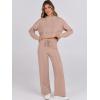 imageANRABESS Women 2 Piece Outfits Sweater Sets Loose Long Sleeve Hoodies Knit Pullover Wide Leg Pants 2025 Fall Lounge SweatsuitLight Camel