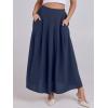 imageANRABESS Women ALine Pleated High Waist Maxi Skirt Full Ankle Length Flowy Swing Elegant Dressy Casual Work Long SkirtsDeep Blue