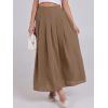 imageANRABESS Women ALine Pleated High Waist Maxi Skirt Full Ankle Length Flowy Swing Elegant Dressy Casual Work Long SkirtsKhaki